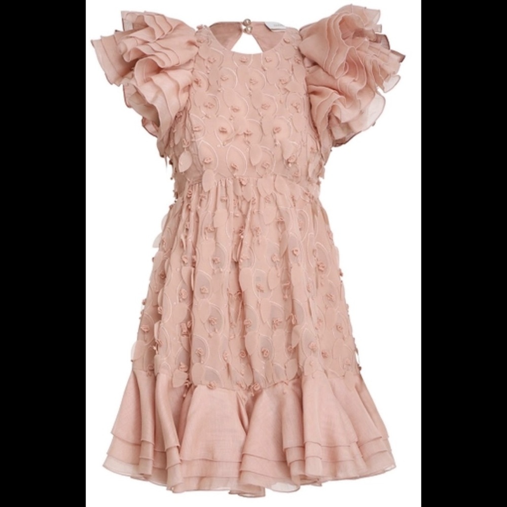 ZIMMERMANN DANCER FRILLED MINI DRESS COLOR BLUSH